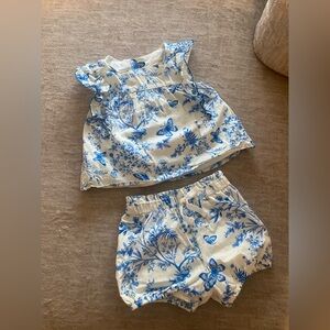 Blue and White Kids Floral Outfit